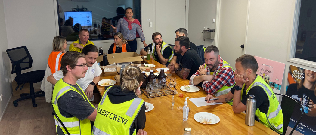 Emily Johnson from Get Mentally Fit delivering leadership training to the Black Hops Brewing leadership team on psychosocial hazards and mental toughness.