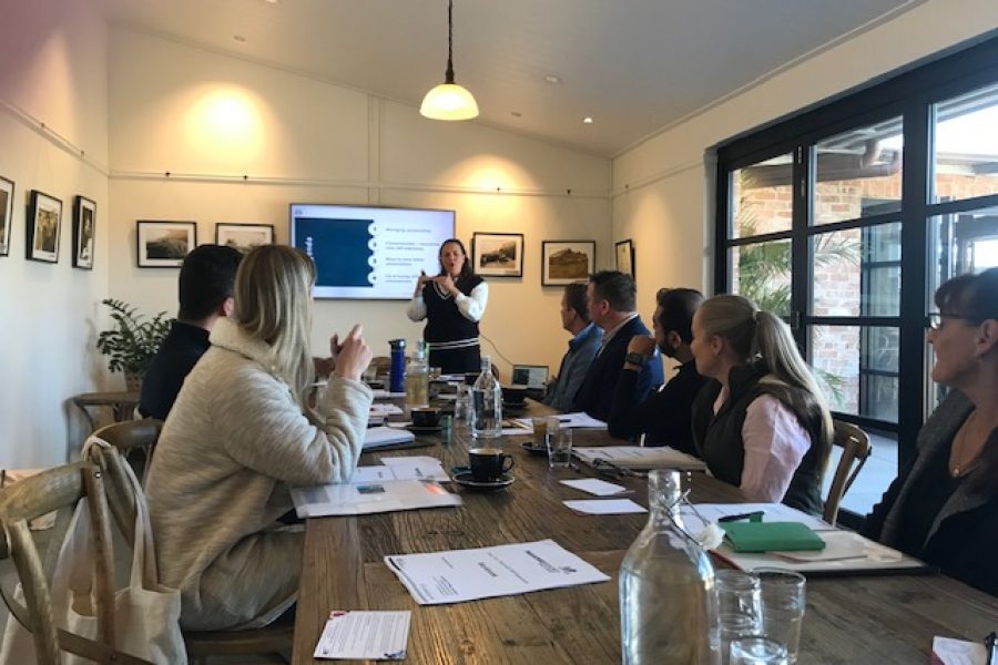 Get Mentally Fit facilitator leading Paradise Resort’s Executive Leadership Team in a workshop on psychological safety and leadership effectiveness.