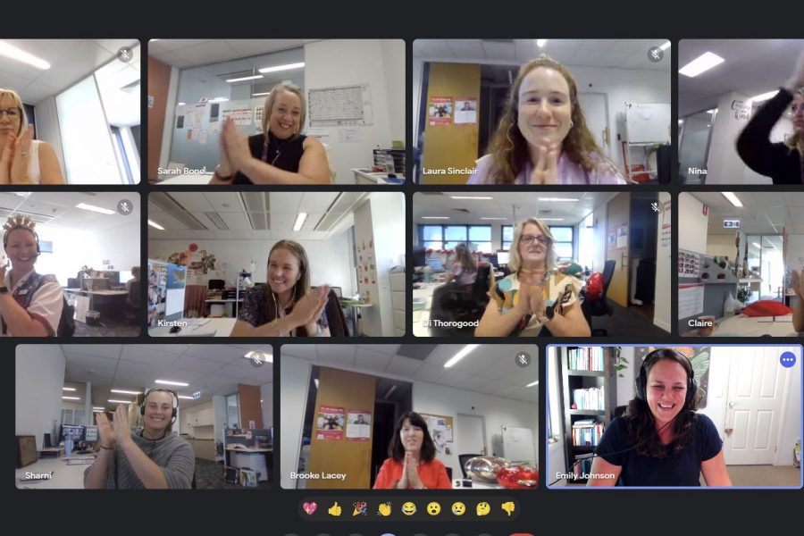 A virtual workshop screen showing Get Mentally Fit facilitating the Functioning Teams program for the Carers Queensland Carer Program team.